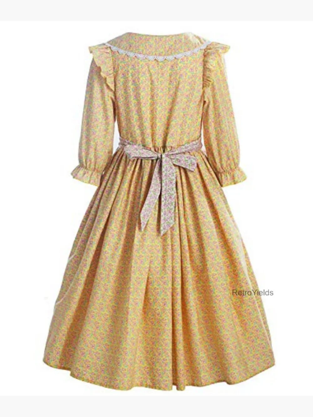 Girls Pioneer Costume Colonial Prairie Dress with Bonnet Apron